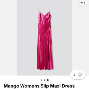 Mango Fuchsia Satin Slip Dress